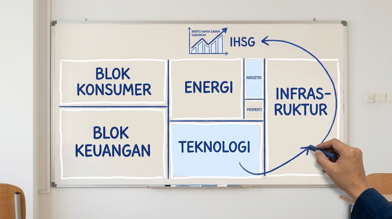 Visualisasi pembagian sektor pasar saham Indonesia